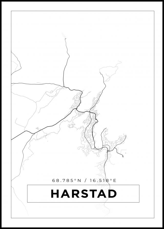 Karta - Harstad - Vit Poster