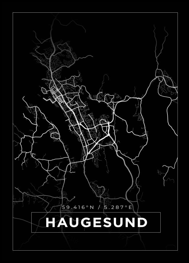 Karta - Haugesund - Svart Poster