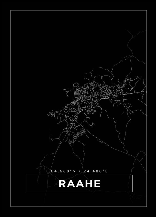 Karta - Raahe - Svart Poster
