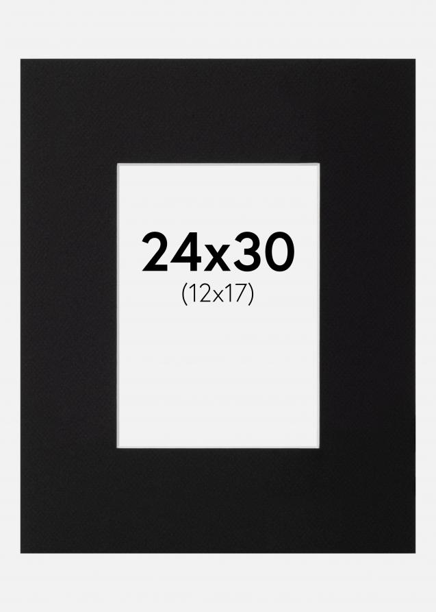 Passepartout XL Svart (Vit kärna) 24x30 cm (12x17)