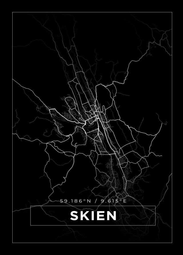 Karta - Skien - Svart Poster
