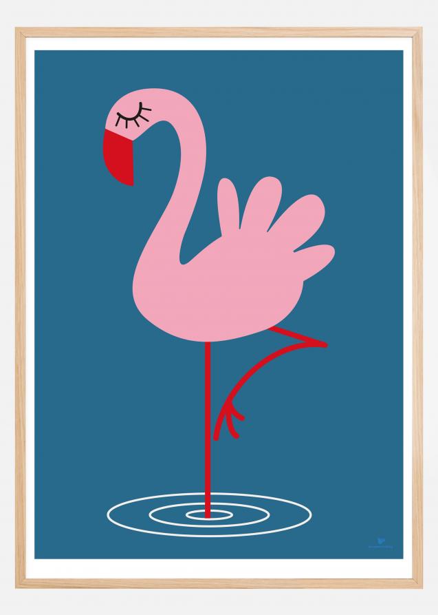 Flamingo - Blue Poster