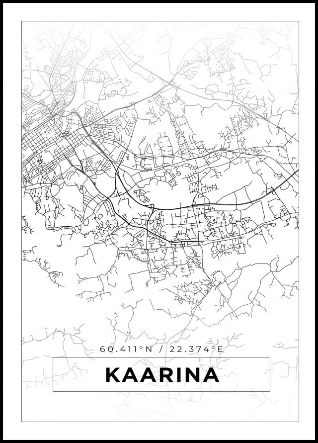 Karta - Kaarina - Vit Poster
