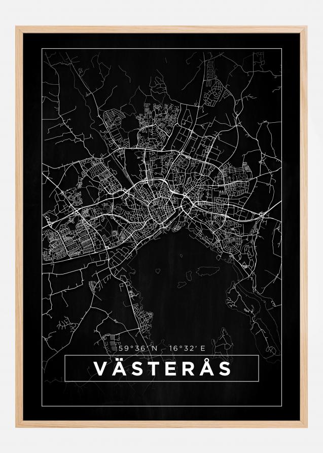 Karta - Västerås - Svart Poster