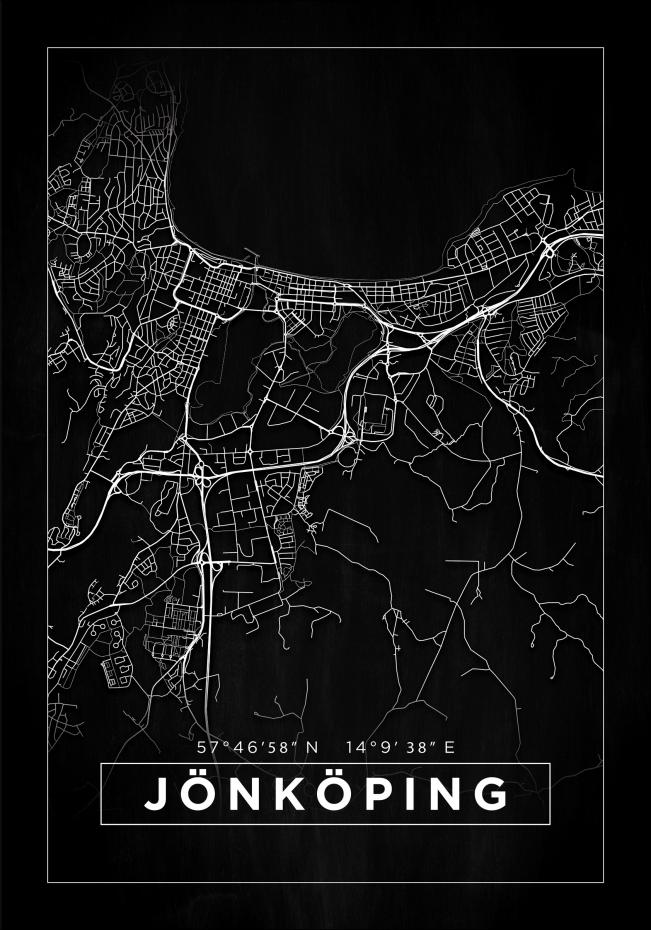 Karta - Jnkping - Svart Poster