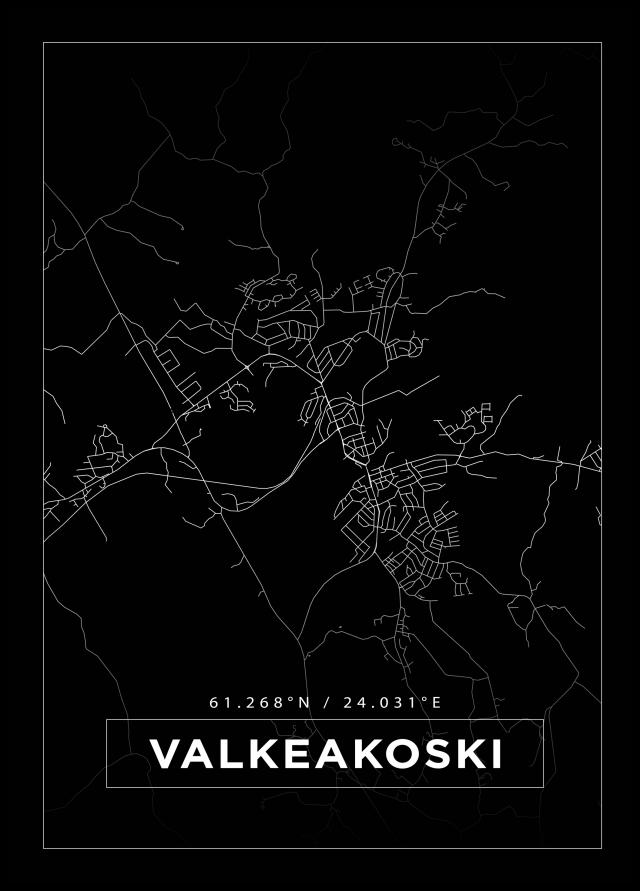 Karta - Valkeakoski - Svart Poster