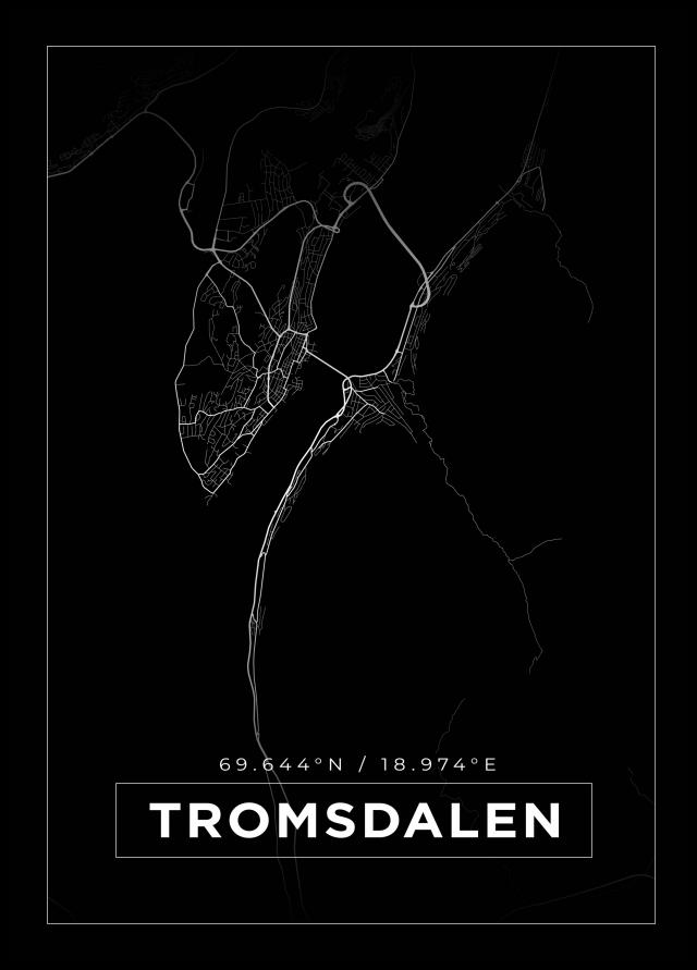 Karta - Tromsdalen - Svart Poster