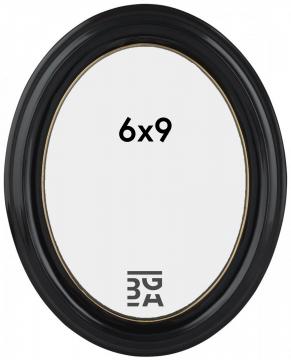 Oval svart ram fr bild i 6x9 cm