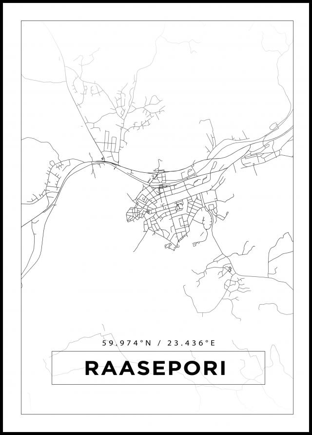 Karta - Raseborg - Vit Poster