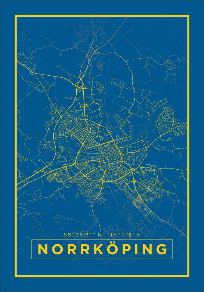 Karta - Norrkping - Bl Poster