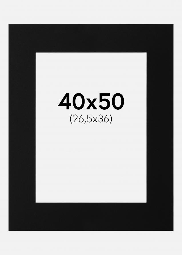 Passepartout Svart Standard (Vit Kärna) 40x50 cm (26,5x36)