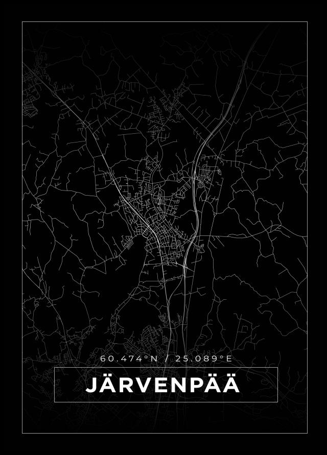 Karta - Järvenpää - Svart Poster