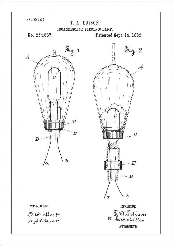 Patentritning - Gldlampa A - Vit Poster