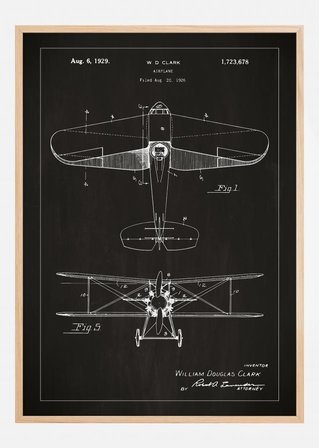 Patentritning - Flygplan - Svart Poster