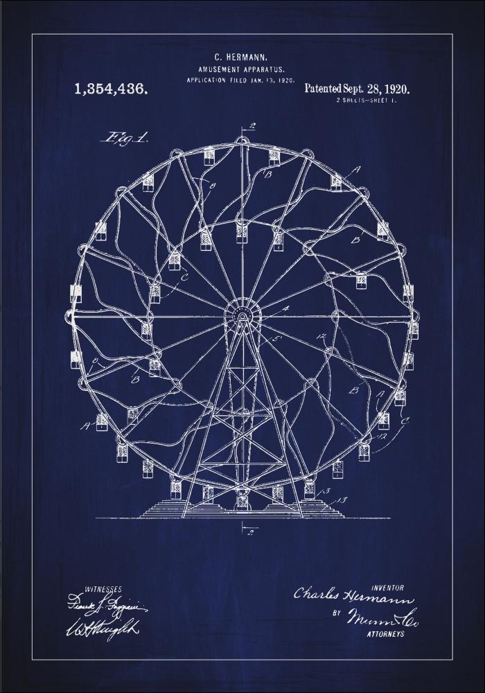 Patentritning - Pariserhjul - Bl Poster