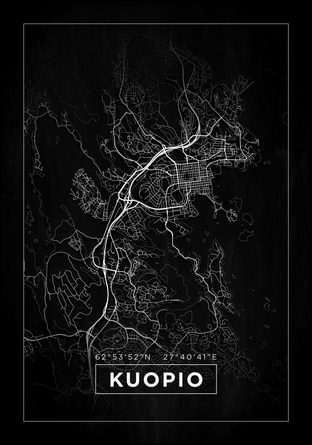 Karta - Kuopio - Svart Poster