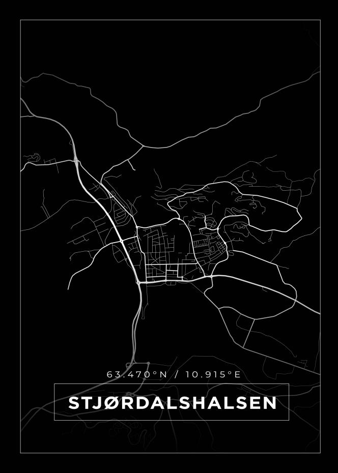 Karta - Stjrdalshalsen - Svart Poster