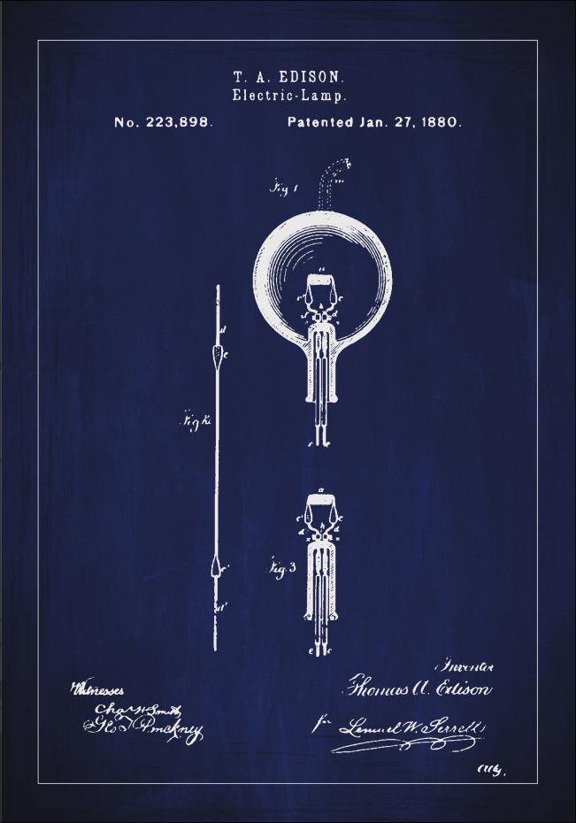 Patentritning - Gldlampa B - Bl Poster