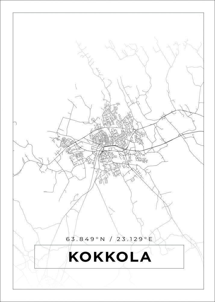 Karta - Kokkola - Vit Poster