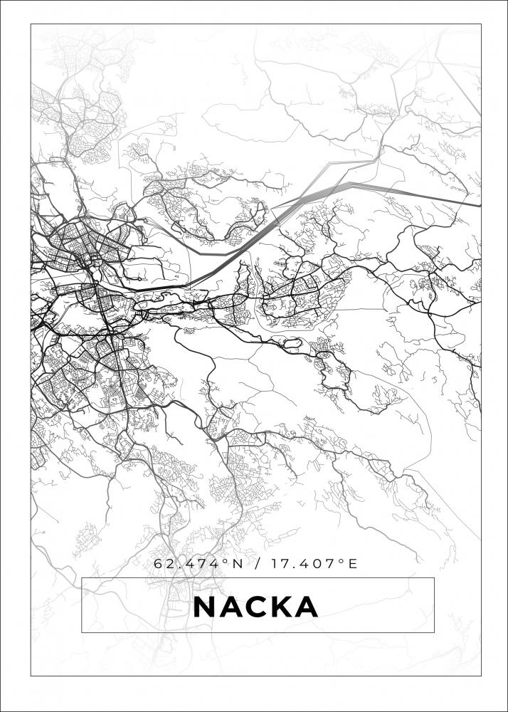 Karta - Nacka - Vit Poster