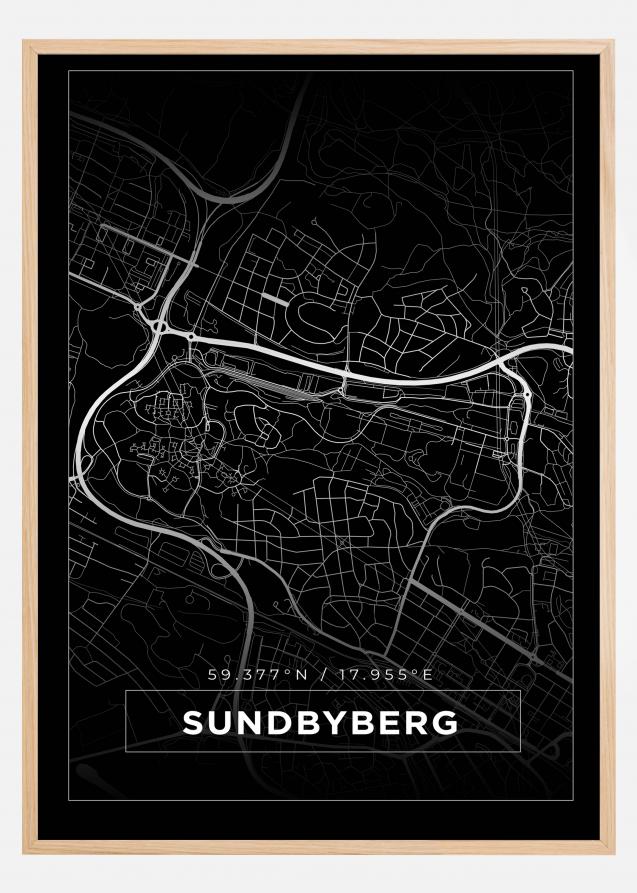 Karta - Sundbyberg - Svart Poster