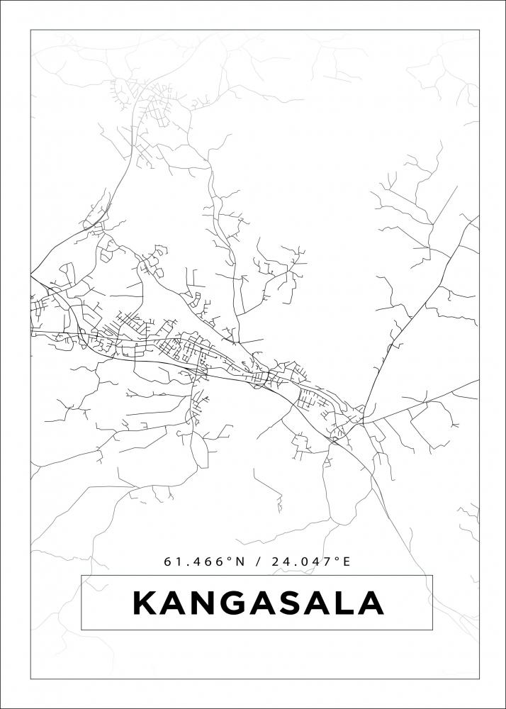 Karta - Kangasala - Vit Poster