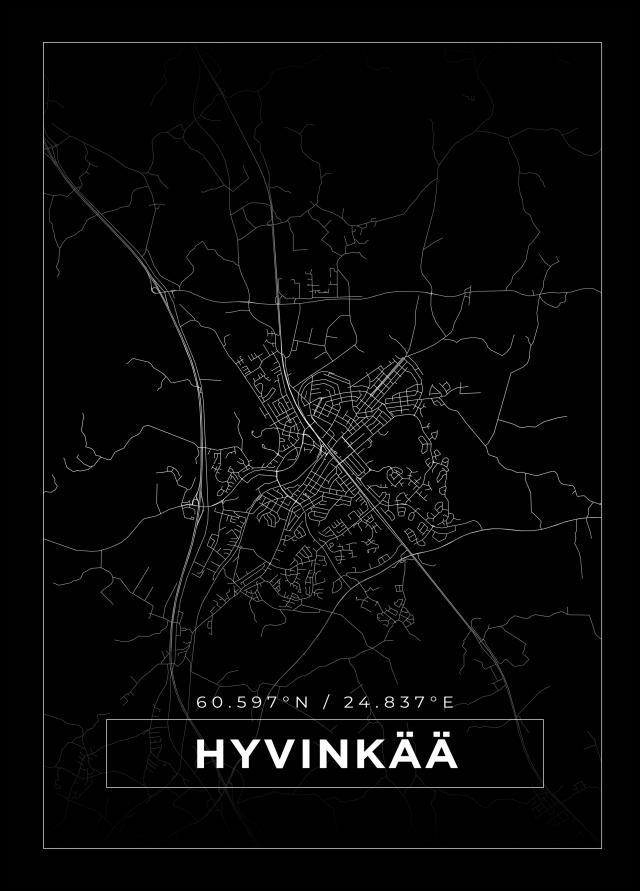 Karta - Hyvinkää - Svart Poster
