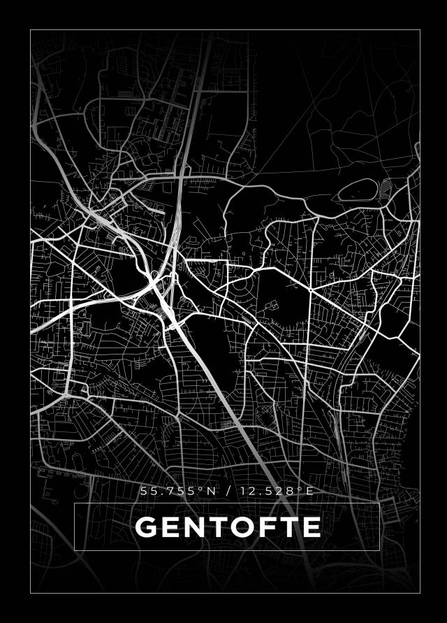 Karta - Gentofte - Svart Poster