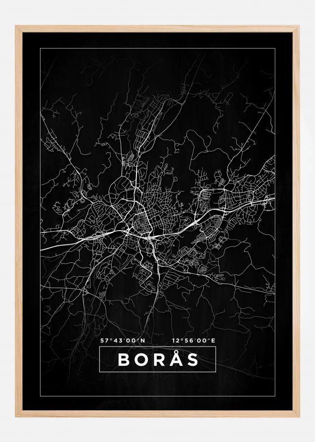 Karta - Borås - Svart Poster