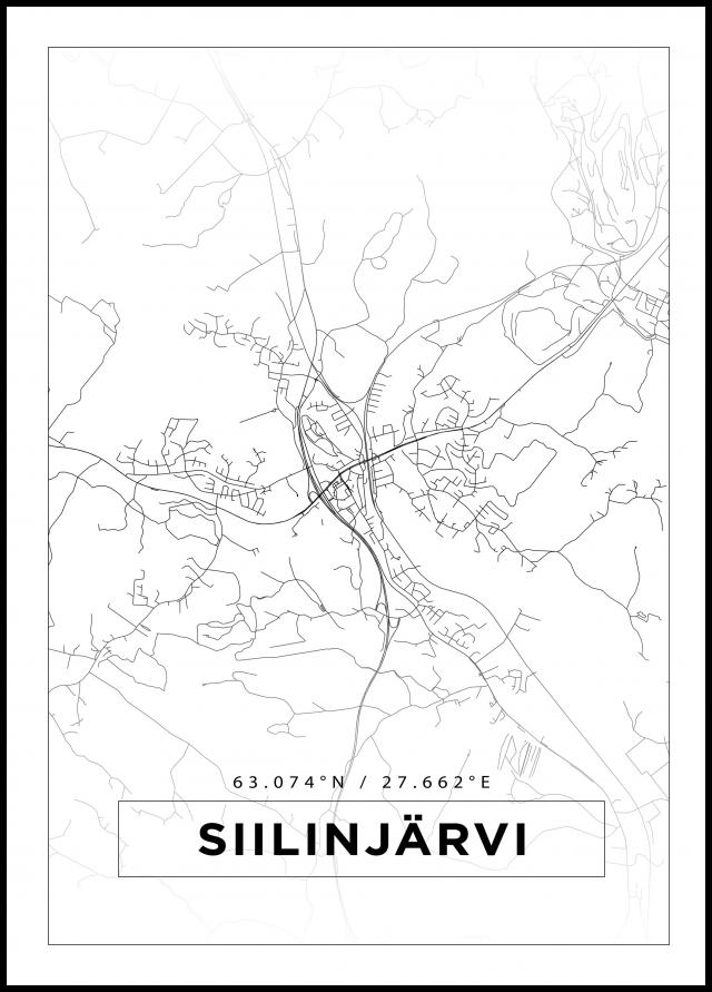 Karta - Siilinjärvi - Vit Poster