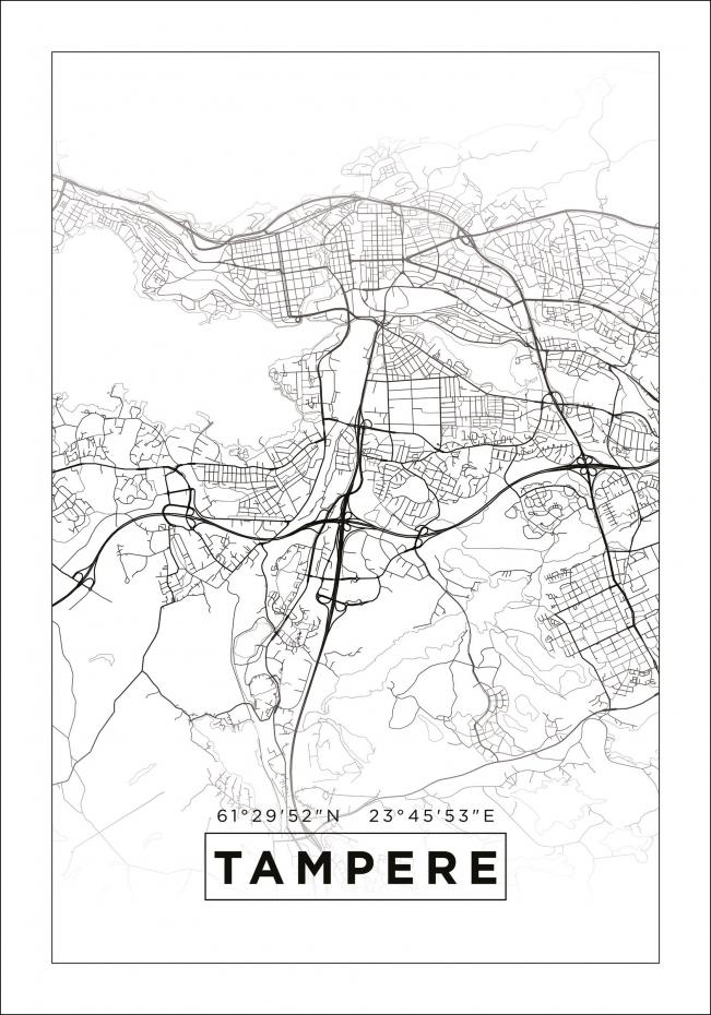 Karta - Tampere - Vit Poster