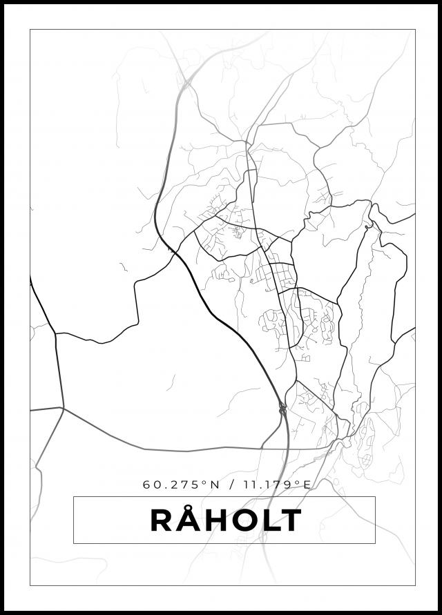 Karta - Råholt - Vit Poster