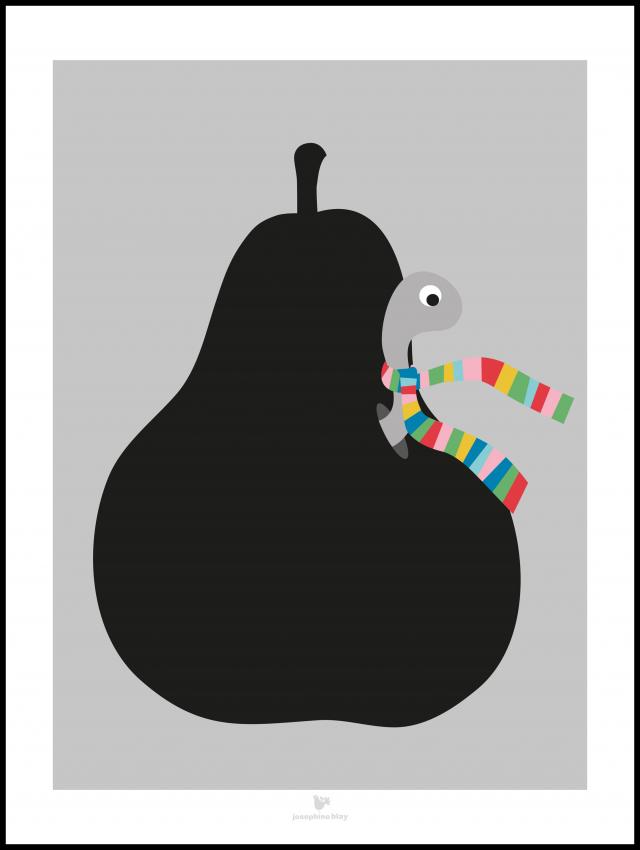 Pear - Grey Poster