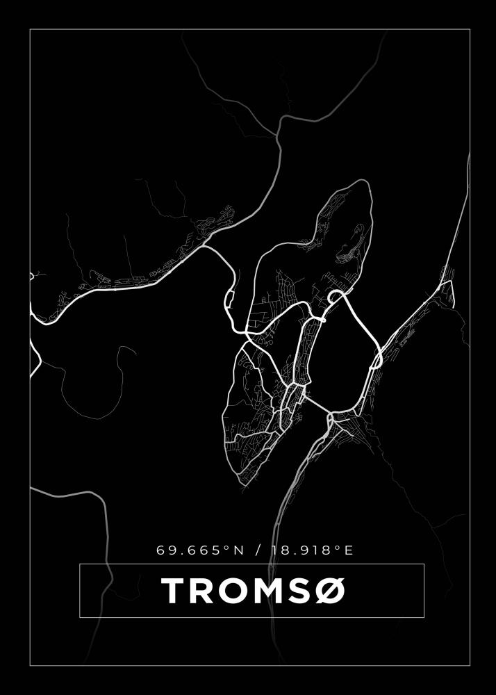 Karta - Troms - Svart Poster
