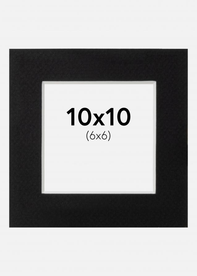 Passepartout Svart Standard (Vit kärna) 10x10 cm (6x6)
