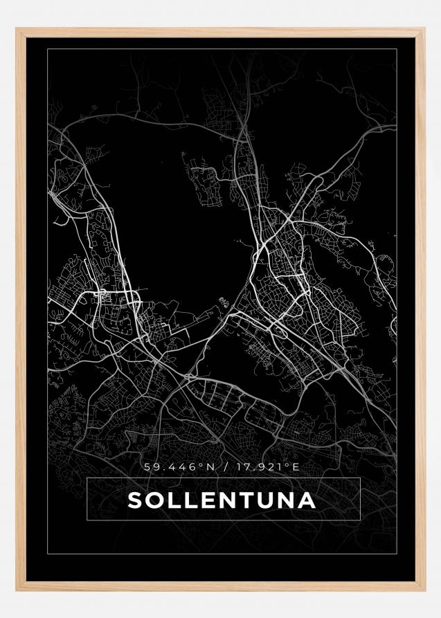 Karta - Sollentuna - Svart Poster