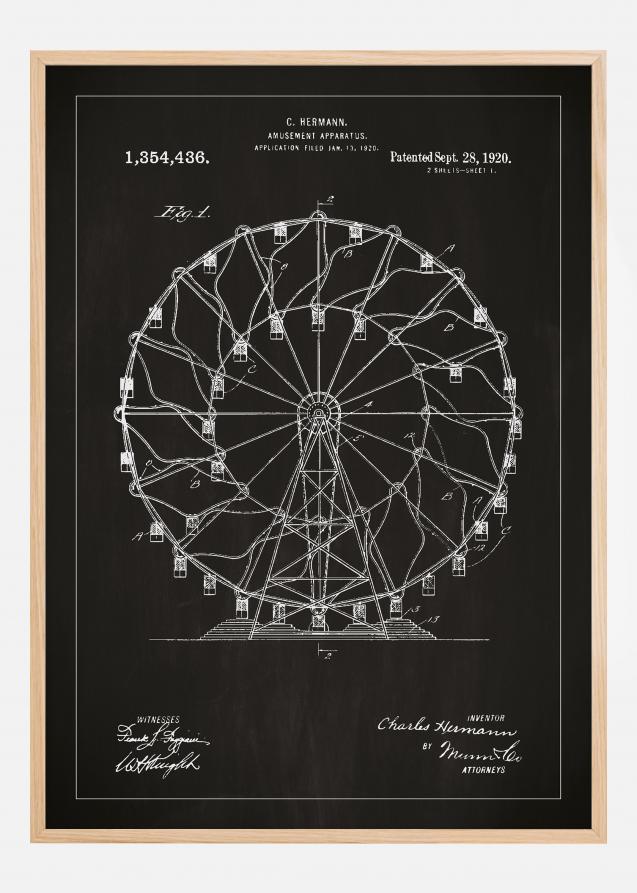 Patentritning - Pariserhjul - Svart Poster