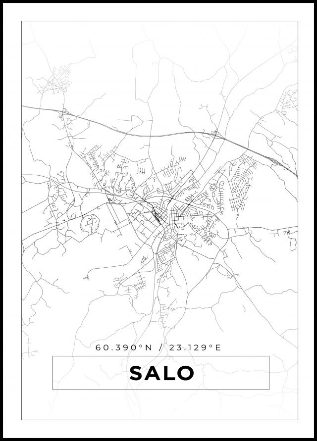Karta - Salo - Vit Poster