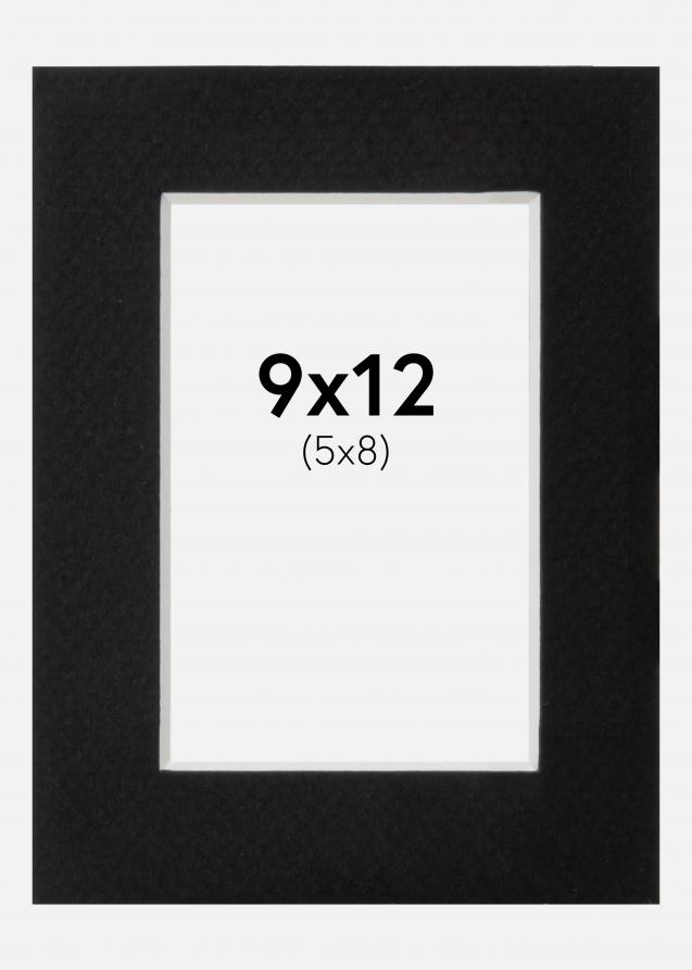 Passepartout Svart Standard (Vit kärna) 9x12 cm (5x8)