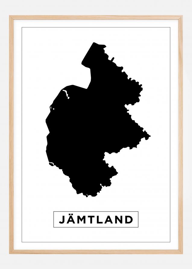 Karta - Jämtland - Vit Poster