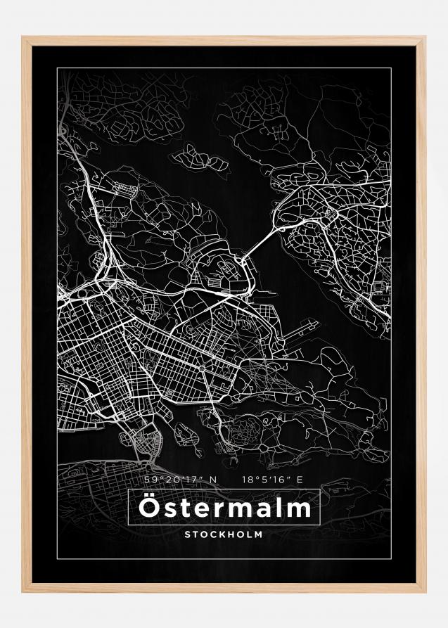 Karta - Östermalm - Svart Poster