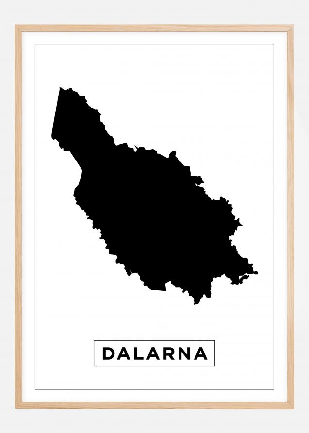Karta - Dalarna - Vit Poster