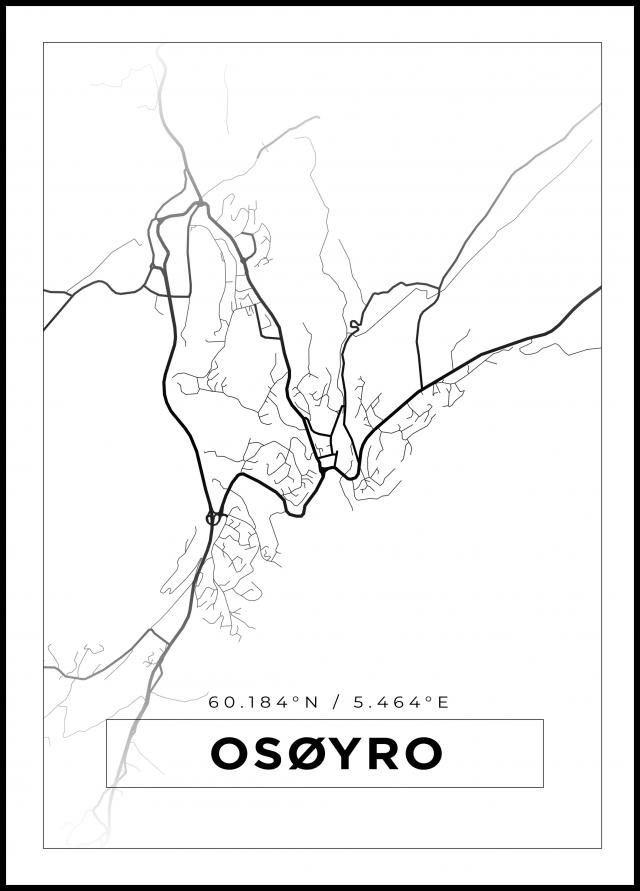 Karta - Osøyro - Vit Poster