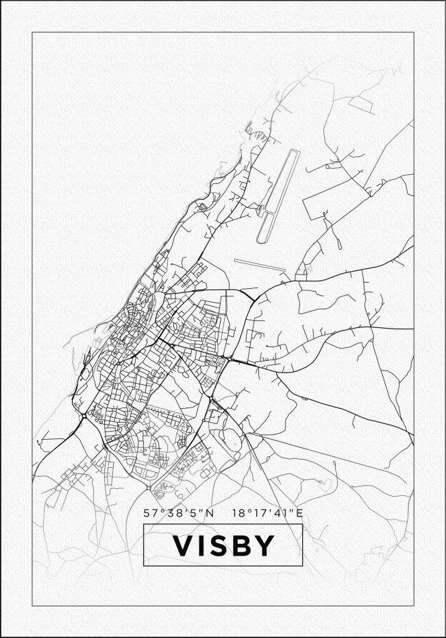 Karta - Visby - Vit Poster
