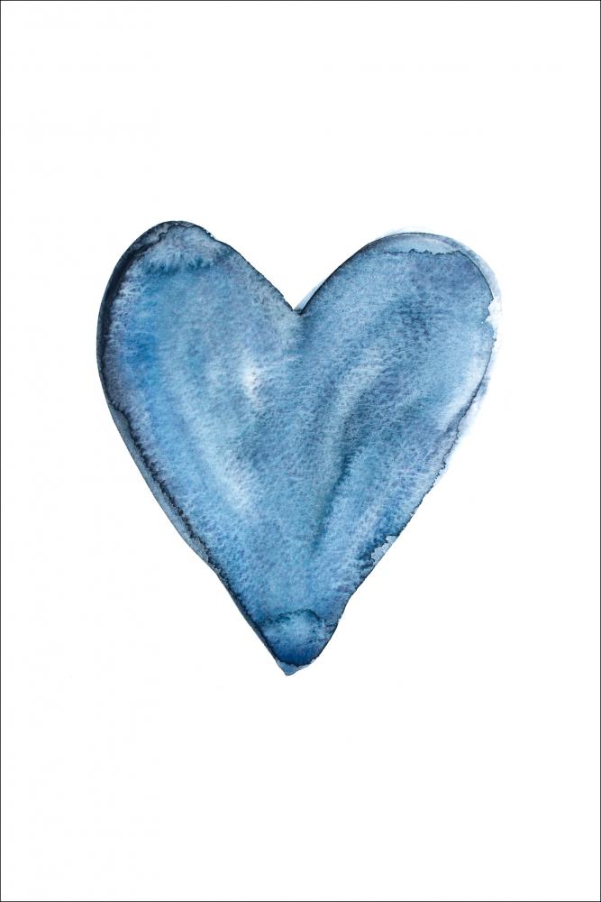 Heart in watercolor blue Poster