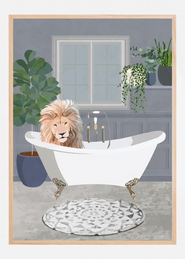 Lion takes a bath Poster