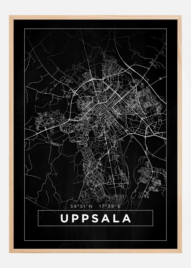 Karta - Uppsala - Svart Poster