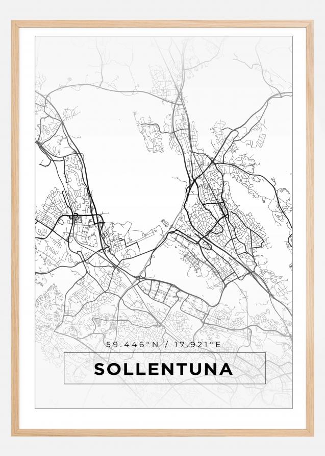 Karta - Sollentuna - Vit Poster