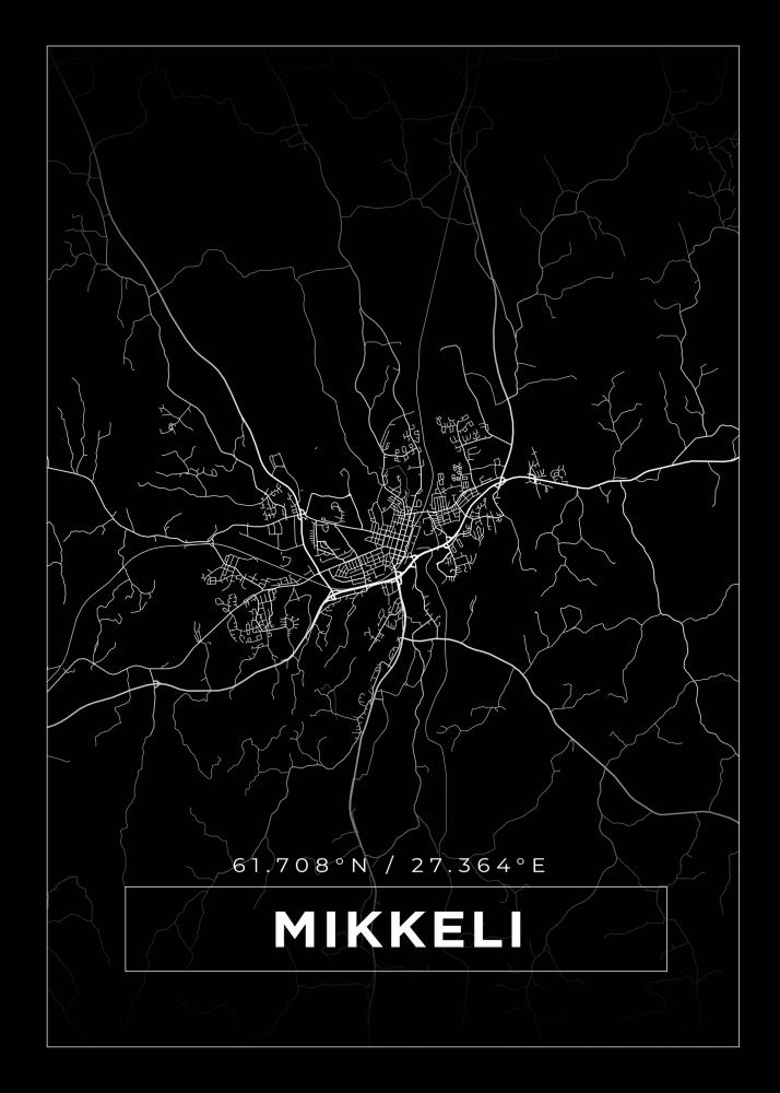 Karta - Mikkeli - Svart Poster