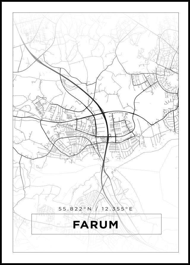 Karta - Farum - Vit Poster